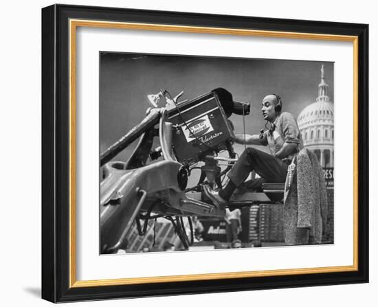 Man Operating Television Camera-Al Fenn-Framed Photographic Print