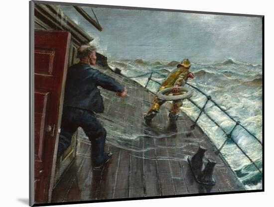 Man Overboard (Oil on Canvas)-Christian Krohg-Mounted Giclee Print