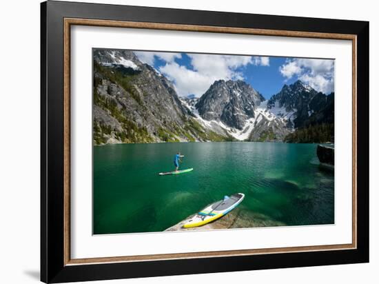 Man Paddle Boards Using Inflatable SUP, Colchuck Lake Alpine Lakes Wilderness Of The Cascade Range-Ben Herndon-Framed Photographic Print