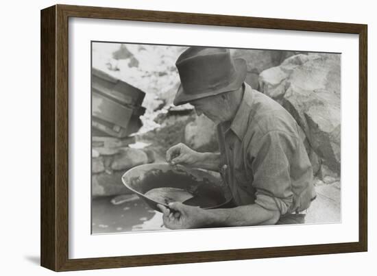 Man Panning Gold at Pinos Altos, New Mexico-Russell Lee-Framed Photo