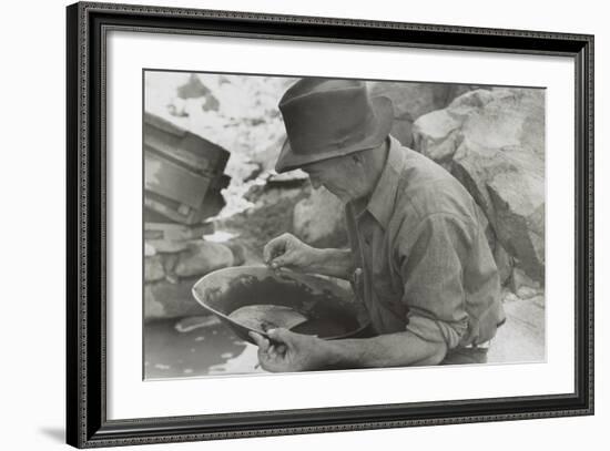 Man Panning Gold at Pinos Altos, New Mexico-Russell Lee-Framed Photo