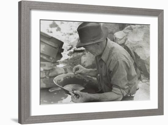 Man Panning Gold at Pinos Altos, New Mexico-Russell Lee-Framed Photo