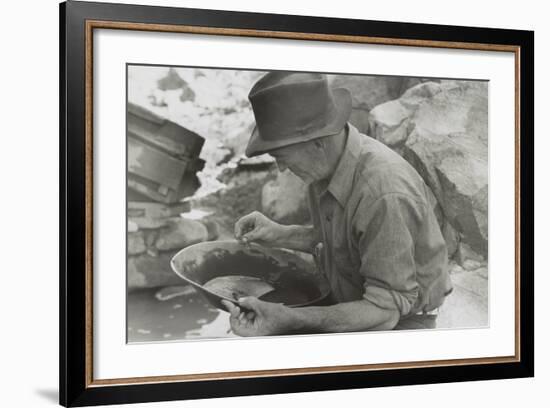 Man Panning Gold at Pinos Altos, New Mexico-Russell Lee-Framed Photo