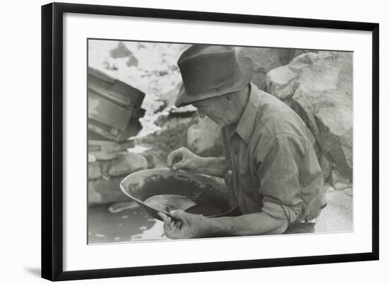 Man Panning Gold at Pinos Altos, New Mexico-Russell Lee-Framed Photo