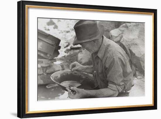 Man Panning Gold at Pinos Altos, New Mexico-Russell Lee-Framed Photo