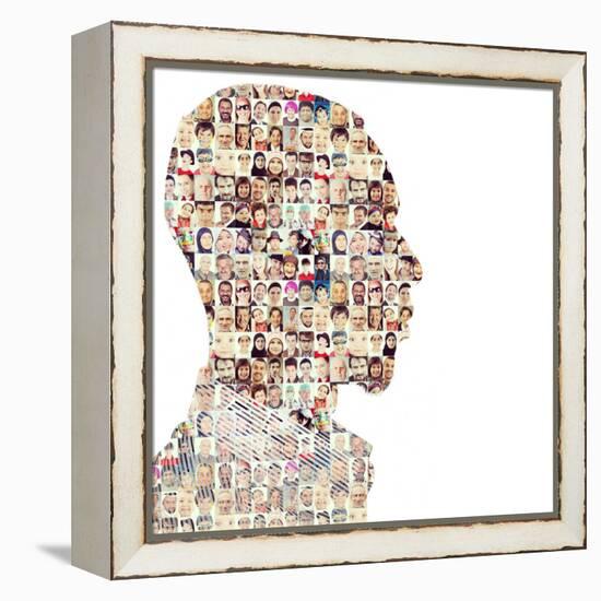 Man People Collage Faces Double Exposure-zurijeta-Framed Premier Image Canvas