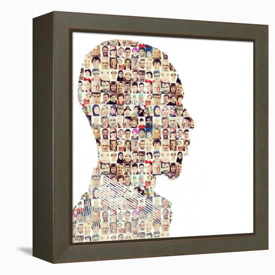 Man People Collage Faces Double Exposure-zurijeta-Framed Premier Image Canvas