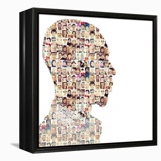 Man People Collage Faces Double Exposure-zurijeta-Framed Premier Image Canvas