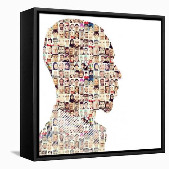 Man People Collage Faces Double Exposure-zurijeta-Framed Premier Image Canvas