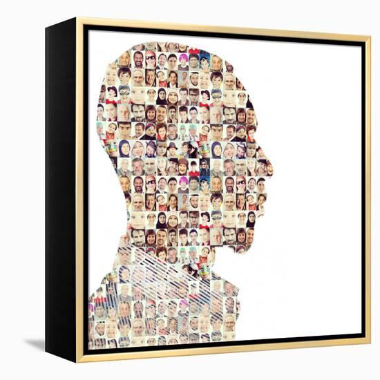 Man People Collage Faces Double Exposure-zurijeta-Framed Premier Image Canvas