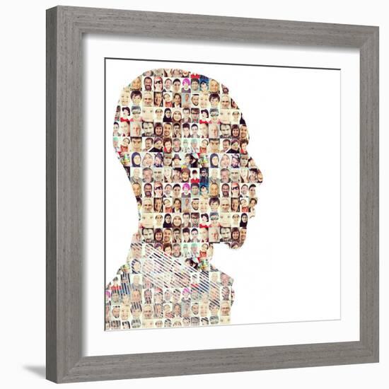 Man People Collage Faces Double Exposure-zurijeta-Framed Photographic Print