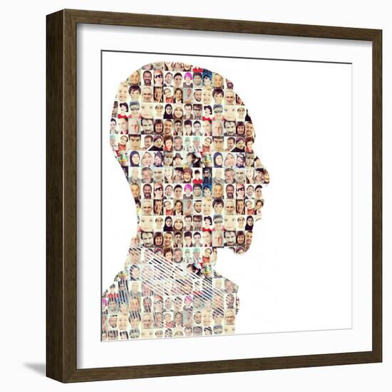 Man People Collage Faces Double Exposure-zurijeta-Framed Photographic Print