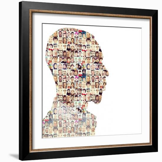 Man People Collage Faces Double Exposure-zurijeta-Framed Photographic Print