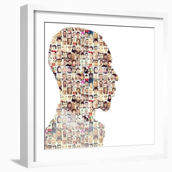 Man People Collage Faces Double Exposure-zurijeta-Framed Photographic Print