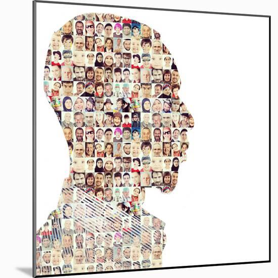 Man People Collage Faces Double Exposure-zurijeta-Mounted Photographic Print