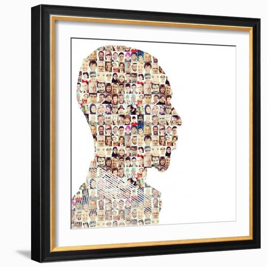 Man People Collage Faces Double Exposure-zurijeta-Framed Photographic Print