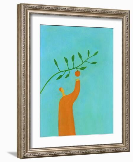 Man picking an orange-Marie Bertrand-Framed Giclee Print