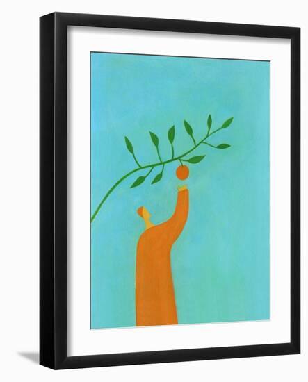 Man picking an orange-Marie Bertrand-Framed Giclee Print