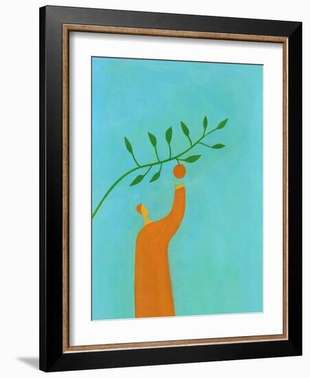 Man picking an orange-Marie Bertrand-Framed Giclee Print