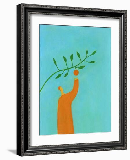 Man picking an orange-Marie Bertrand-Framed Giclee Print