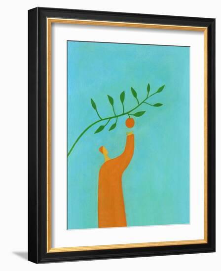 Man picking an orange-Marie Bertrand-Framed Giclee Print