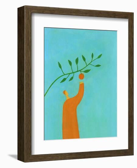 Man picking an orange-Marie Bertrand-Framed Giclee Print