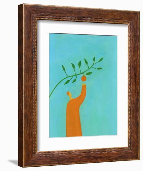 Man picking an orange-Marie Bertrand-Framed Giclee Print