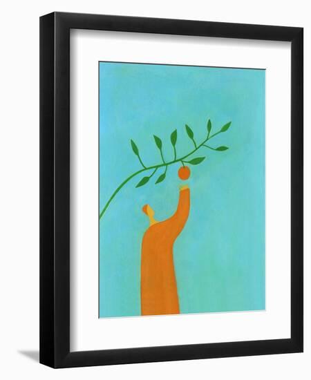 Man picking an orange-Marie Bertrand-Framed Giclee Print