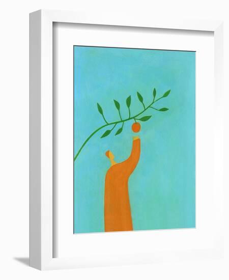 Man picking an orange-Marie Bertrand-Framed Giclee Print