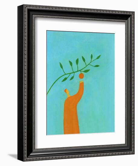 Man picking an orange-Marie Bertrand-Framed Giclee Print