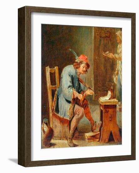 Man Playing a Fiddle, 1800-50-David the Younger Teniers-Framed Giclee Print