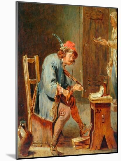 Man Playing a Fiddle, 1800-50-David the Younger Teniers-Mounted Giclee Print