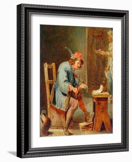 Man Playing a Fiddle, 1800-50-David the Younger Teniers-Framed Giclee Print