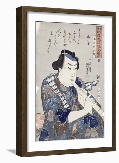 Man Playing a Flute-Kuniyoshi Utagawa-Framed Giclee Print