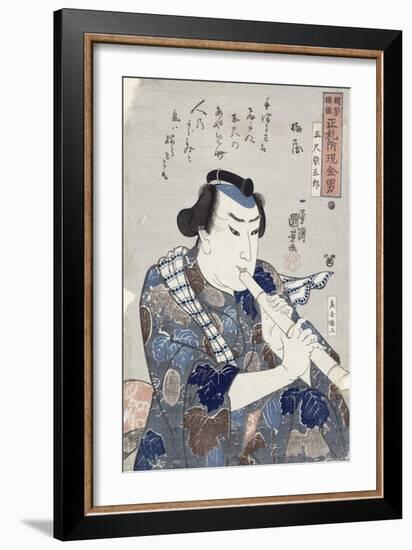 Man Playing a Flute-Kuniyoshi Utagawa-Framed Giclee Print