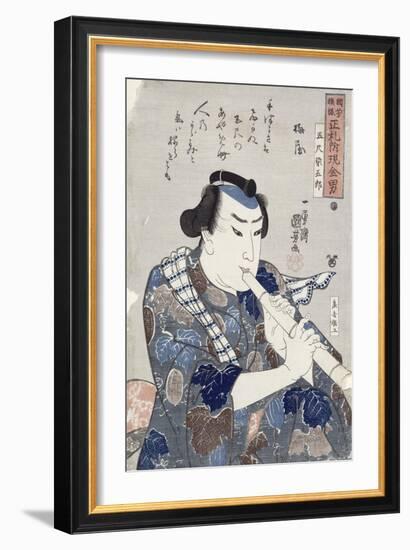 Man Playing a Flute-Kuniyoshi Utagawa-Framed Giclee Print