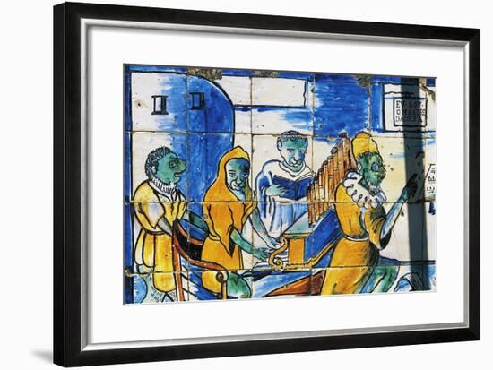 Man Playing an Organ, Azulejos Tiles, Palace of Marquises of Fronteira-null-Framed Giclee Print