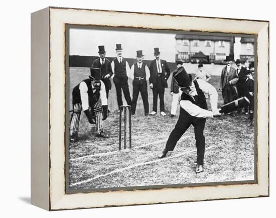 Man Playing Cricket-null-Framed Premier Image Canvas