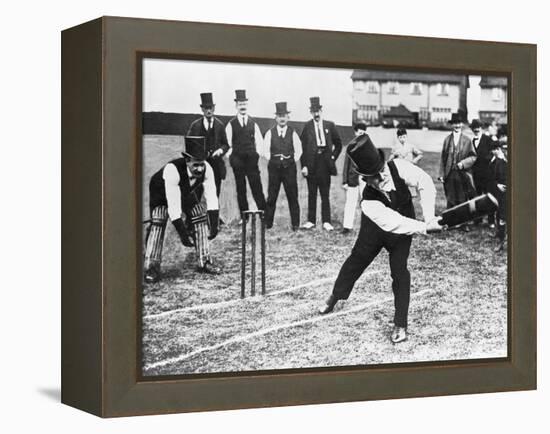 Man Playing Cricket-null-Framed Premier Image Canvas