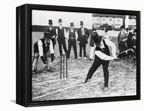 Man Playing Cricket-null-Framed Premier Image Canvas