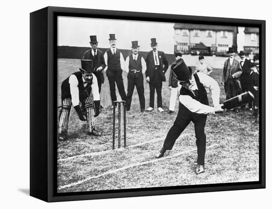 Man Playing Cricket-null-Framed Premier Image Canvas