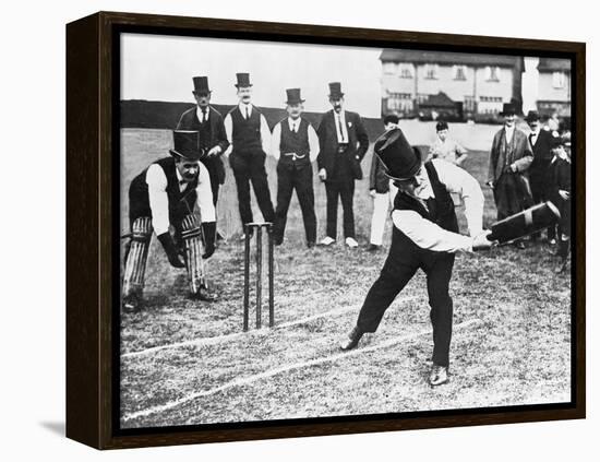 Man Playing Cricket-null-Framed Premier Image Canvas