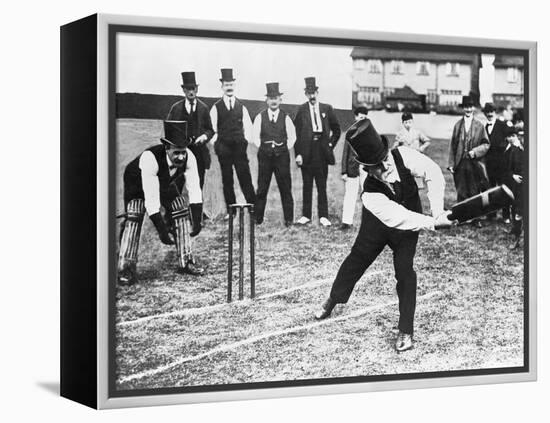 Man Playing Cricket-null-Framed Premier Image Canvas