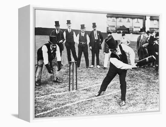 Man Playing Cricket-null-Framed Premier Image Canvas