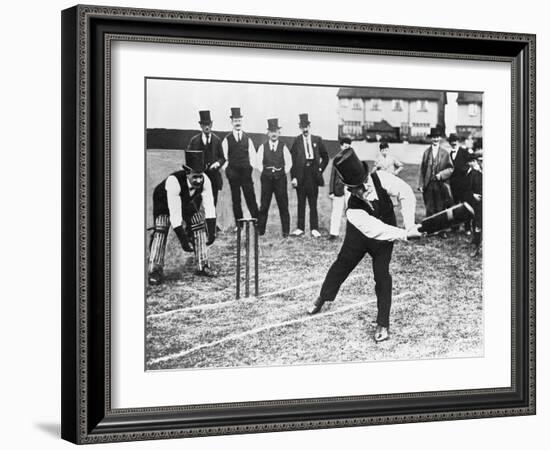 Man Playing Cricket-null-Framed Photographic Print