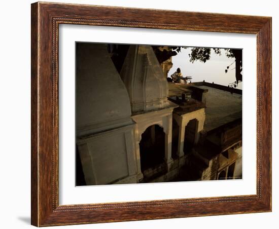 Man Playing Sarod on Terrace, India-John Henry Claude Wilson-Framed Photographic Print