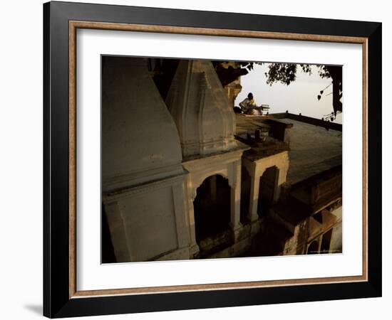 Man Playing Sarod on Terrace, India-John Henry Claude Wilson-Framed Photographic Print