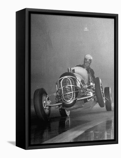 Man Racing in the Midget Auto Race-Ralph Morse-Framed Premier Image Canvas