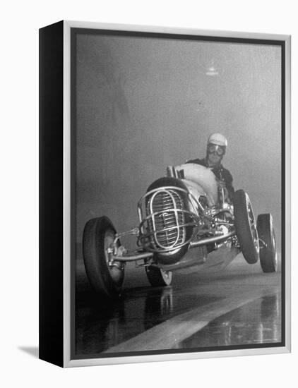 Man Racing in the Midget Auto Race-Ralph Morse-Framed Premier Image Canvas