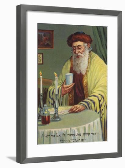 Man Reading and Holding a Cup-null-Framed Giclee Print